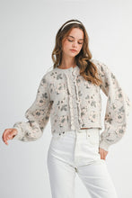 Load image into Gallery viewer, Floral Jacquard Knit Button Down Cardigan