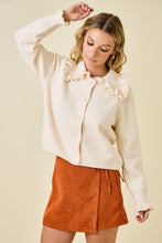 Load image into Gallery viewer, Ruffle Collar Button Down Knit Cardigan