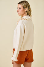 Load image into Gallery viewer, Ruffle Collar Button Down Knit Cardigan