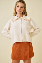 Load image into Gallery viewer, Ruffle Collar Button Down Knit Cardigan