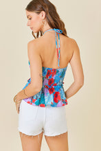 Load image into Gallery viewer, Tropical Halter Top, Blue Multi