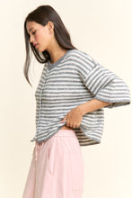 Load image into Gallery viewer, Striped Button Down Sweater, Grey