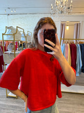 Load image into Gallery viewer, Soft Knit Cropped Sweater Top, Red