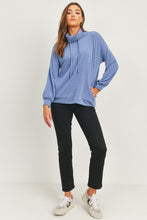 Load image into Gallery viewer, Cowl Neck Drawstring Top, Denim Blue
