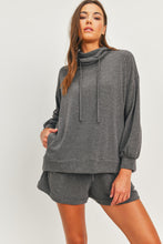 Load image into Gallery viewer, Cowl Neck Drawstring Top, Charcoal
