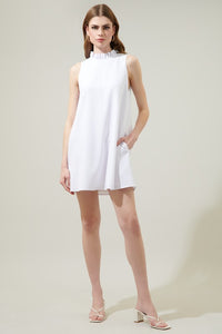 Benson Mock Neck Dress, White
