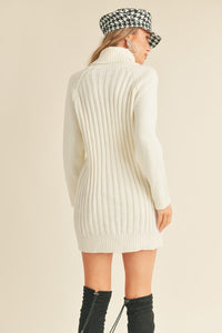 Turtleneck Sweater Dress, Ivory