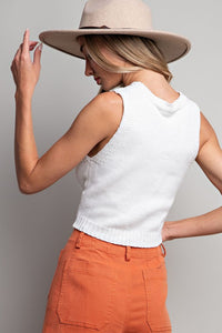 Cropped Knit Tank, Off White