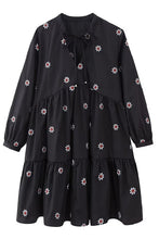 Load image into Gallery viewer, Floral Embroidered Long Sleeve Dress, Black
