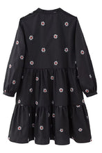 Load image into Gallery viewer, Floral Embroidered Long Sleeve Dress, Black

