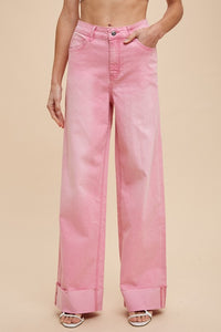 90s Vibes Straight Jeans, Pink