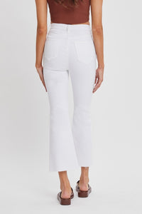 High Rise Crop Flare Jeans, White