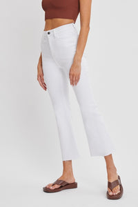 High Rise Crop Flare Jeans, White