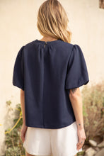 Load image into Gallery viewer, Bubble Short Sleeve Top, Navy
