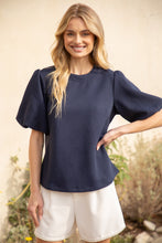 Load image into Gallery viewer, Bubble Short Sleeve Top, Navy
