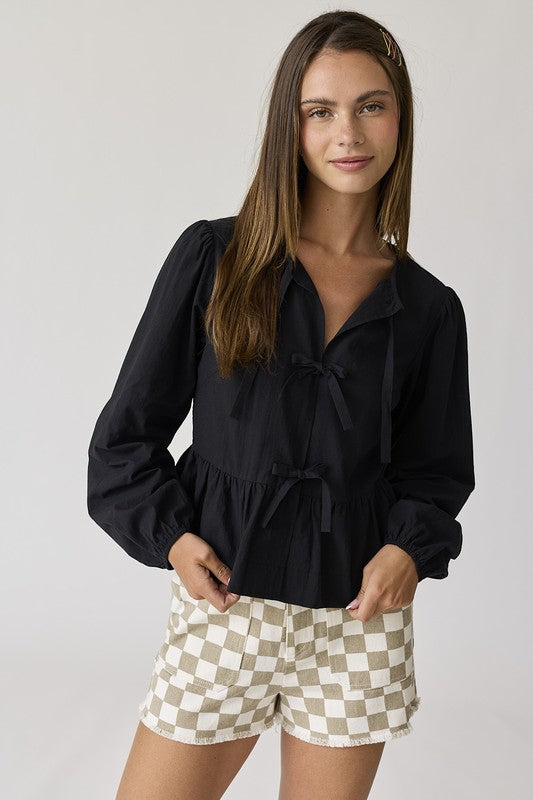 Haily Bow Top, Black