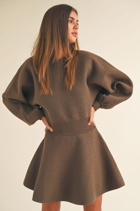 Davi Sweater Dress, Mocha