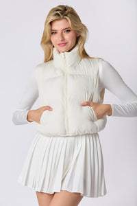 Cropped Puffer Vest, Cream