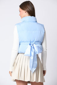 Cropped Puffer Vest, Blue