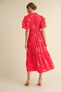 Anna Ruffly Dress, Red