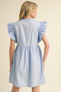 Cotton Poplin Baby Doll Dress, Blue