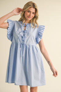 Cotton Poplin Baby Doll Dress, Blue