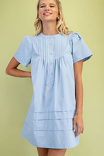 Load image into Gallery viewer, Poplin Puff Sleeve Dress, Light Blue
