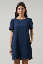 Load image into Gallery viewer, Navy Bow Mini Dress
