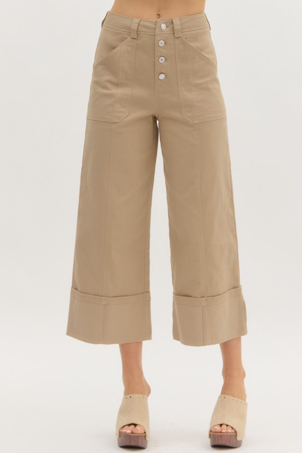 Cropped Wide Leg, Tan