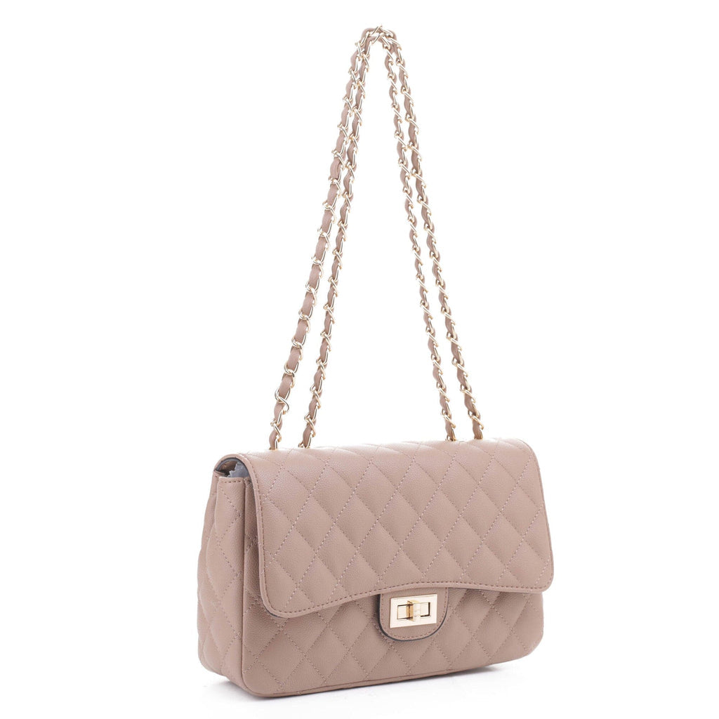 Elizabeth Quilted Crossbody Bag, Taupe