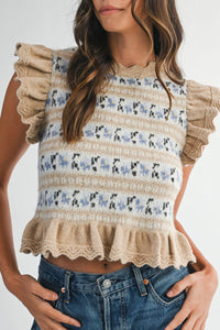 Claire Knit Top, Taupe
