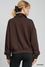 Load image into Gallery viewer, Luxeknit Half Zip Sweatshirt Top, Brown
