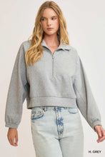 Load image into Gallery viewer, Luxeknit Half Zip Cropped Sweatshirt, Grey
