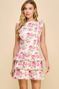 Miley Floral Tiered Dress, Pink