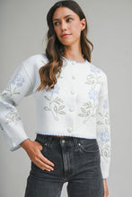 Load image into Gallery viewer, Floral Scalloped Sweater, Blue
