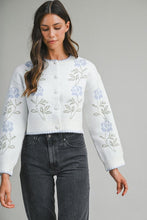 Load image into Gallery viewer, Floral Scalloped Sweater, Blue

