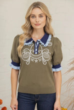 Load image into Gallery viewer, Hayes Blue And Green Collared Sweater
