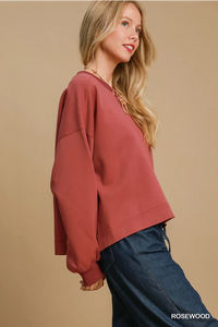 Luxeknit Crewneck Top, Rosewood