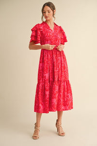 Anna Ruffly Dress, Red