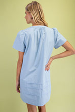 Load image into Gallery viewer, Poplin Puff Sleeve Dress, Light Blue
