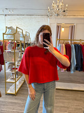 Load image into Gallery viewer, Soft Knit Cropped Sweater Top, Red
