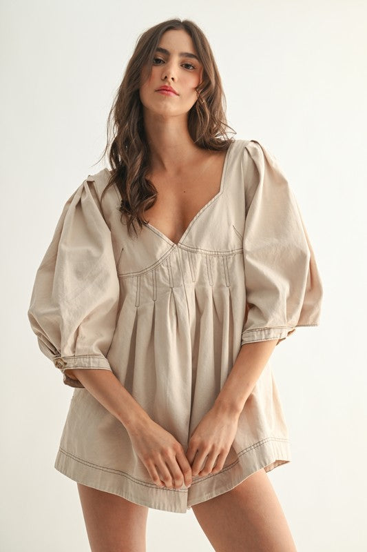 Winnie Romper, Beige