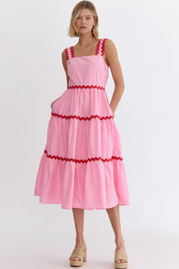 Ric Rac Midi Dress, Pink