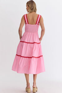 Ric Rac Midi Dress, Pink
