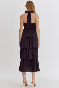 Tiered To Perfection Halter Dress, Black