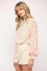 Lucille Blouse, Ivory/Red